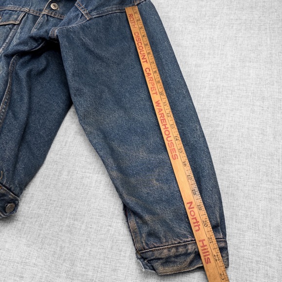 Vintage GAP Flannel Lined Denim Trucker Jacket Buffalo Plaid 90s Workwear M - Picture 10 of 12